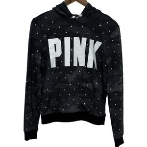PINK Victoria's Secret Rhinestone Black/Gray Camo Hoodie Size Small